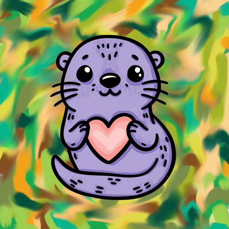 otter with a heart
