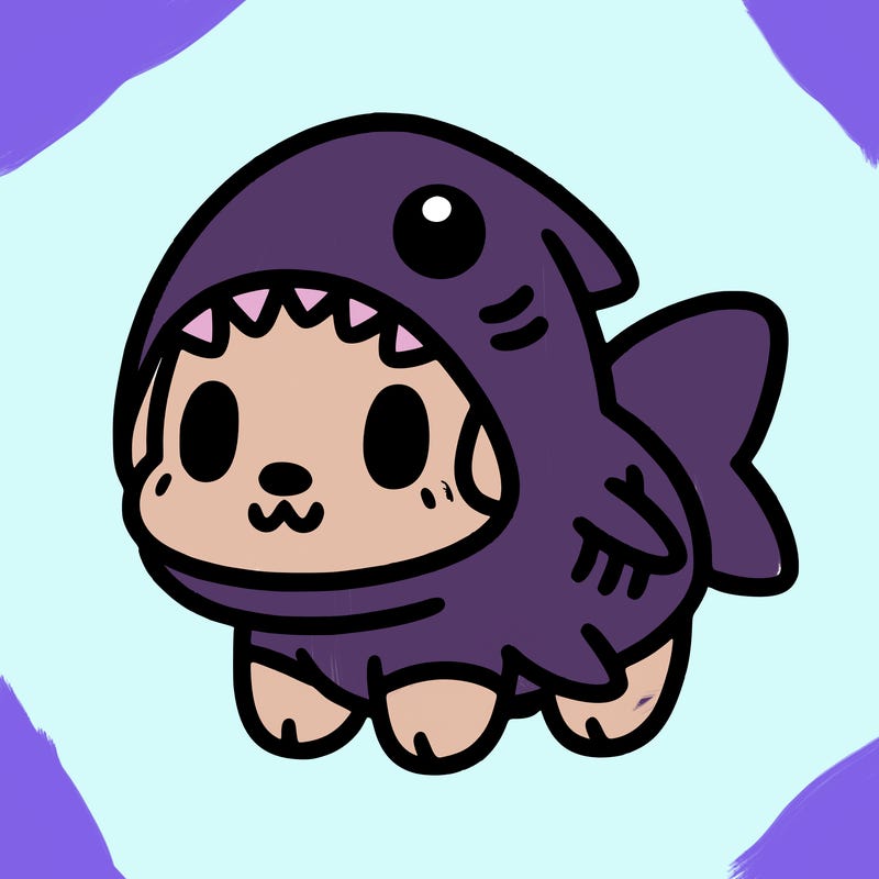 cute dog wearing a shark costume