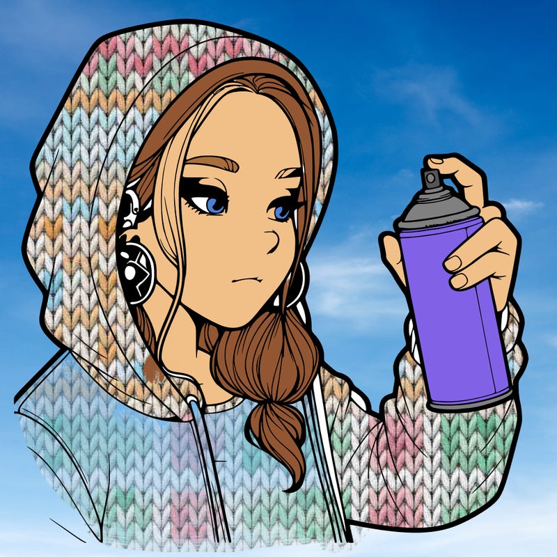 a realistic girl, spray painting