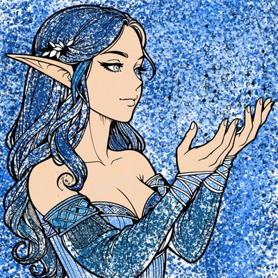 realistic elf girl doing magic