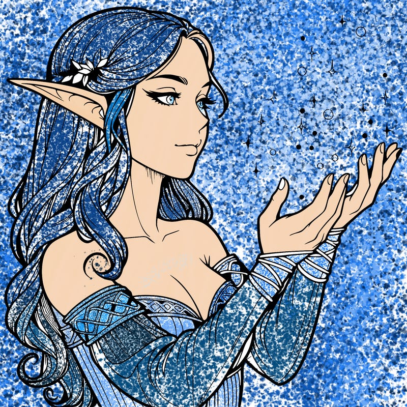realistic elf girl doing magic