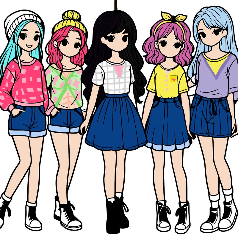 a group of five girls