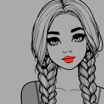 realistic girl with braids