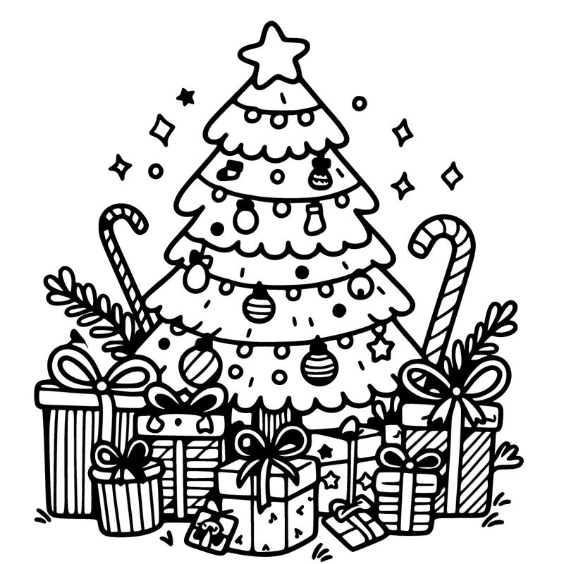 christmas tree with presents under it