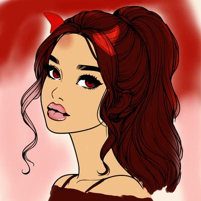 realistic girl with a ponytail on her hair and lips