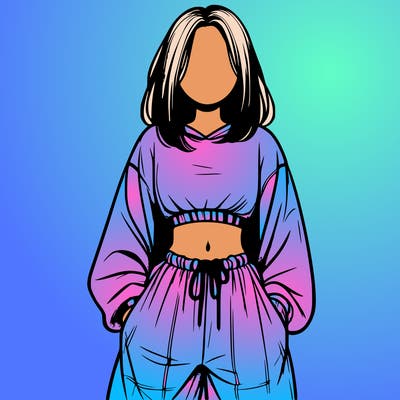 realistic girl faceless with baggy pants and a crop top