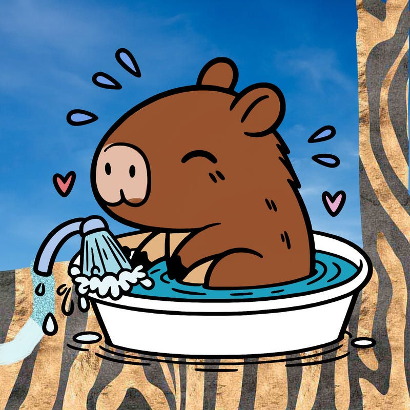 capybara taking a bath
