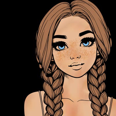 realistic girl with braids
