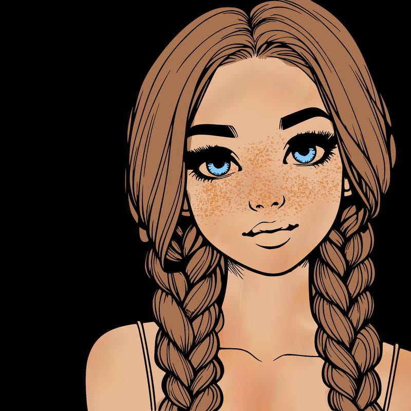 realistic girl with braids