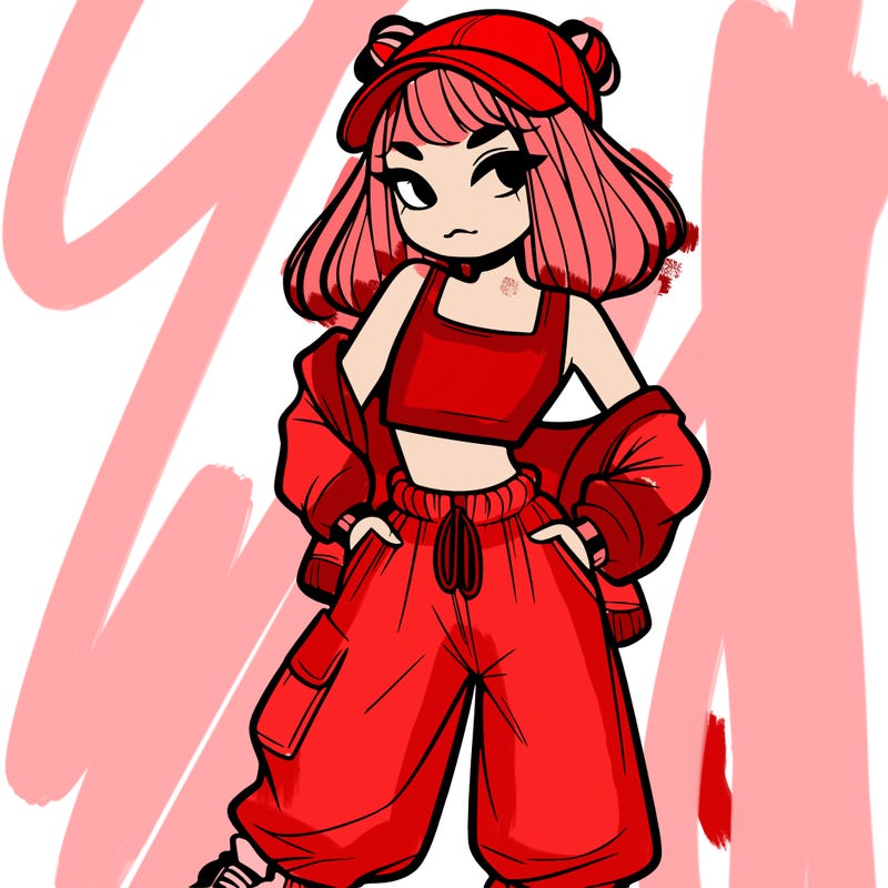 girl in crop top and baggy pants