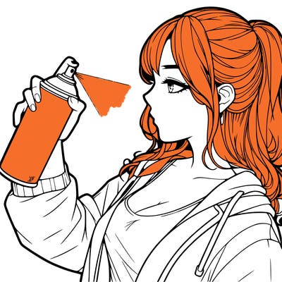 a realistic girl spray, painting