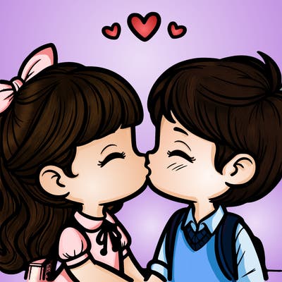 boy and girl kissing