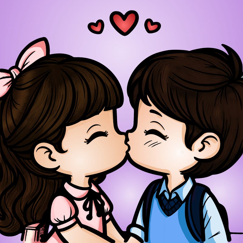 boy and girl kissing