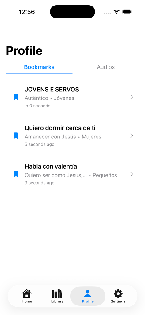 Devocion Matutina - プロフィール画面、若者、女性、子供向けのブックマークされた毎日の黙想を表示