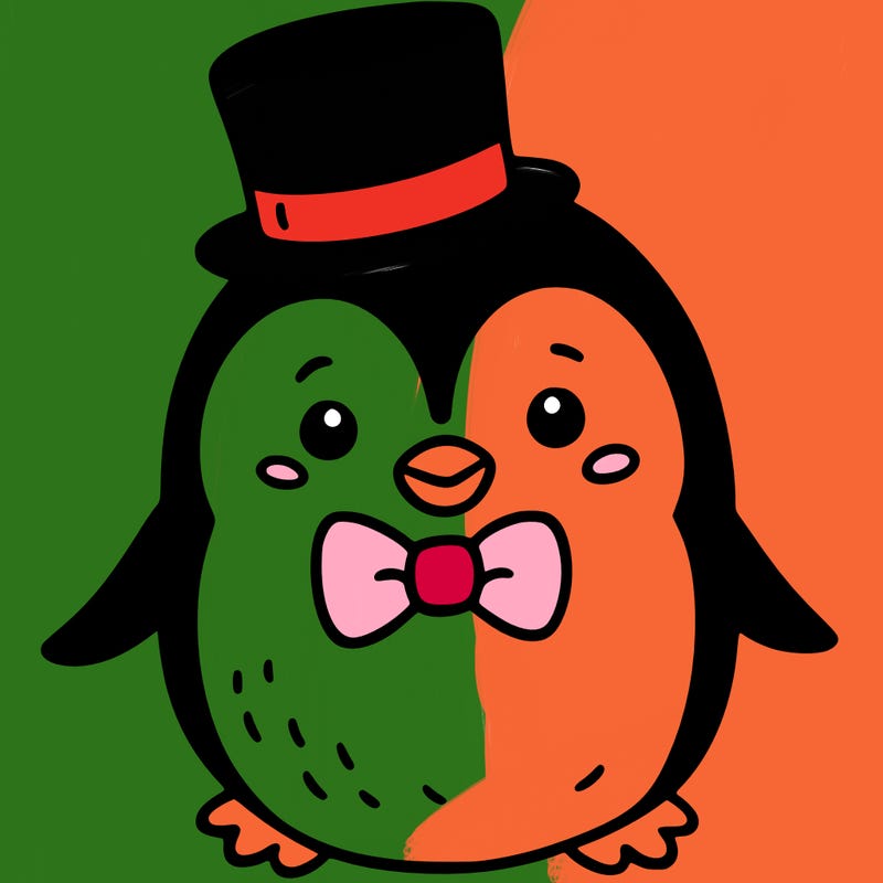 penguin with a top hat and bow tie