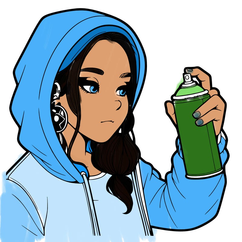 a realistic girl, spray painting