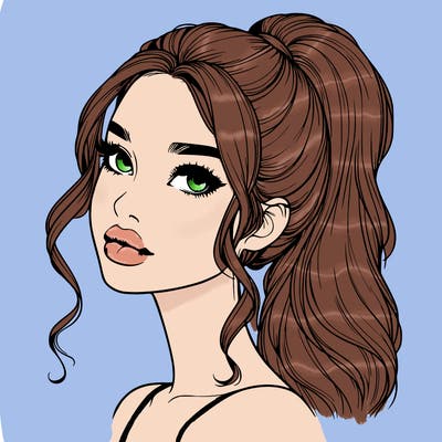 realistic girl with a ponytail on her hair and lips