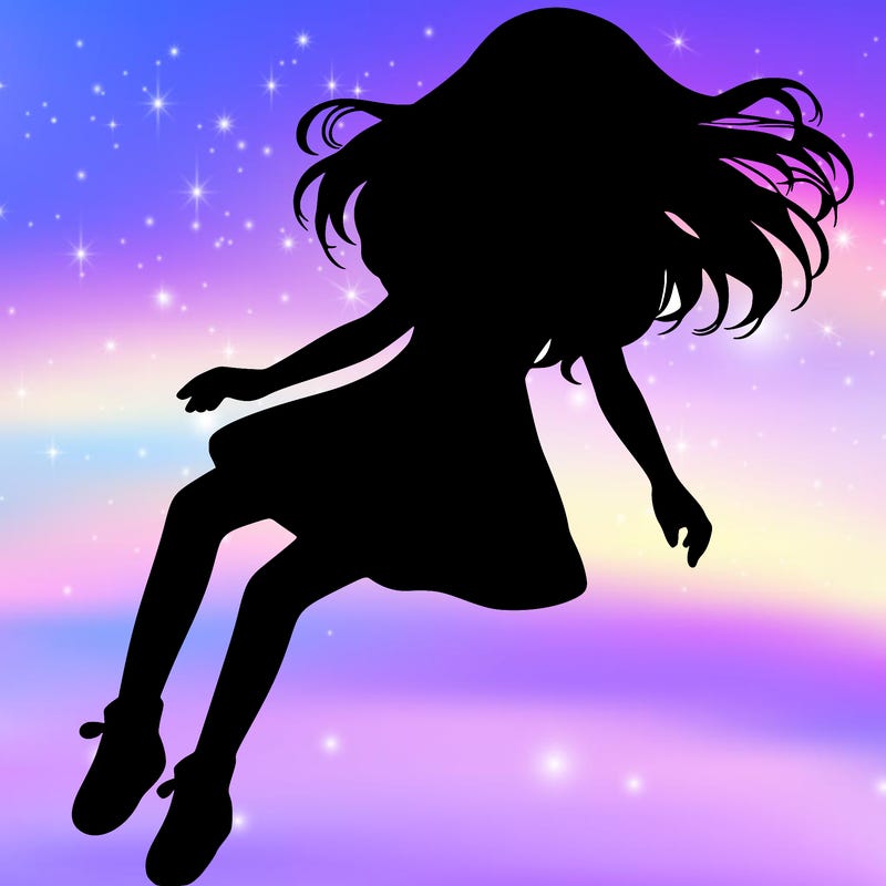 realistic girl floating