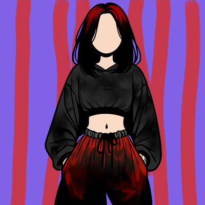realistic girl faceless with baggy pants and a crop top