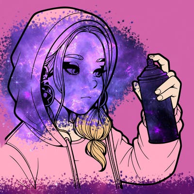 a realistic girl, spray painting
