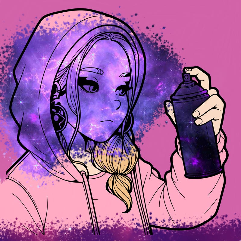 a realistic girl, spray painting