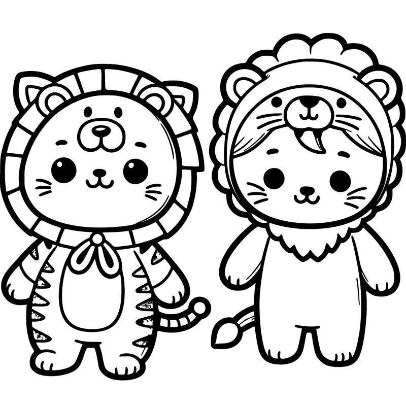 a cartoon cat and a lion costume