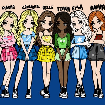 a group of girls realistic