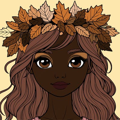 realistic girl with fall leaf crown