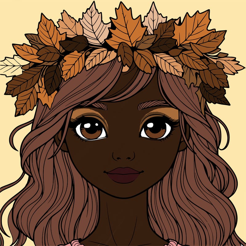 realistic girl with fall leaf crown