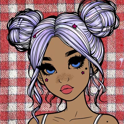 realistic girl with space buns