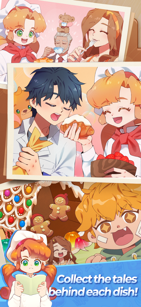 Dream Recipe : Merge Cooking - Personnages d'anime dégustant de délicieux plats et partageant des histoires de cuisine