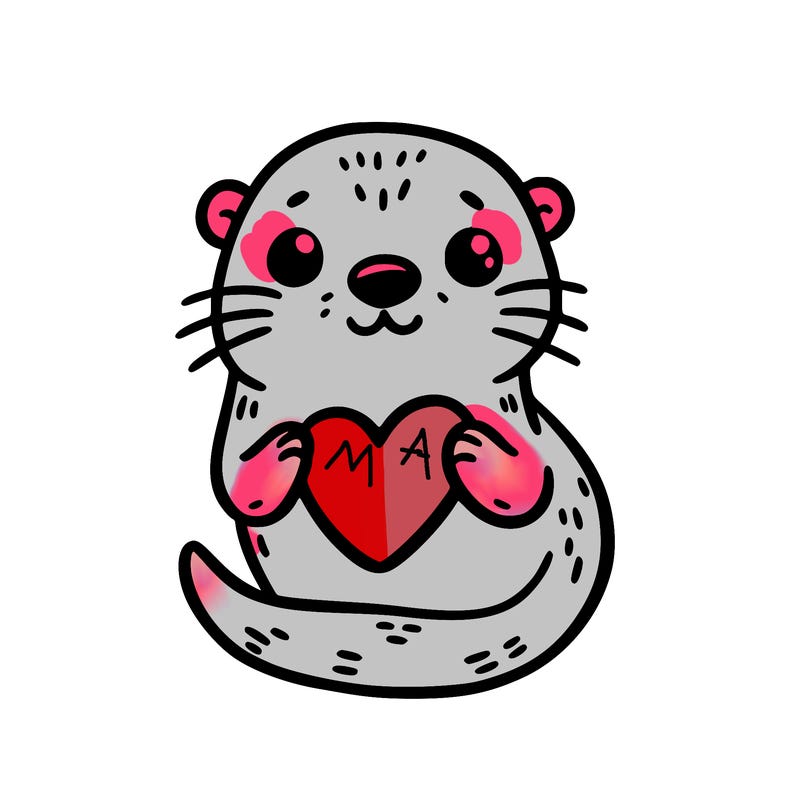 otter with a heart