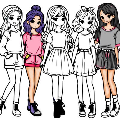 a group of five girls