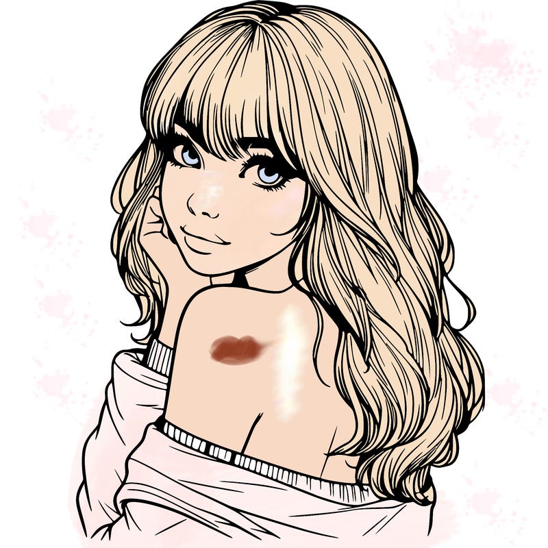 realistic girl with bangs looking over her shoulder