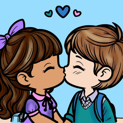 boy and girl kissing