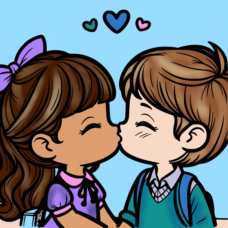 boy and girl kissing