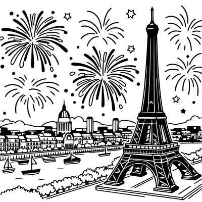 tour eiffel with fireworks