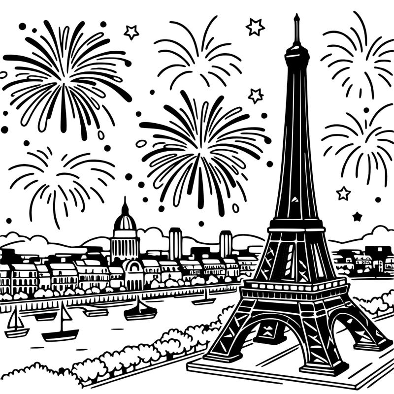 tour eiffel with fireworks