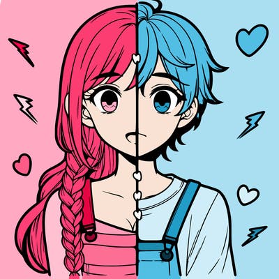 realistic girl boy split