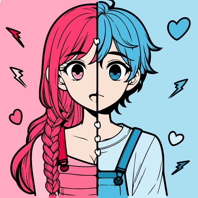 realistic girl boy split