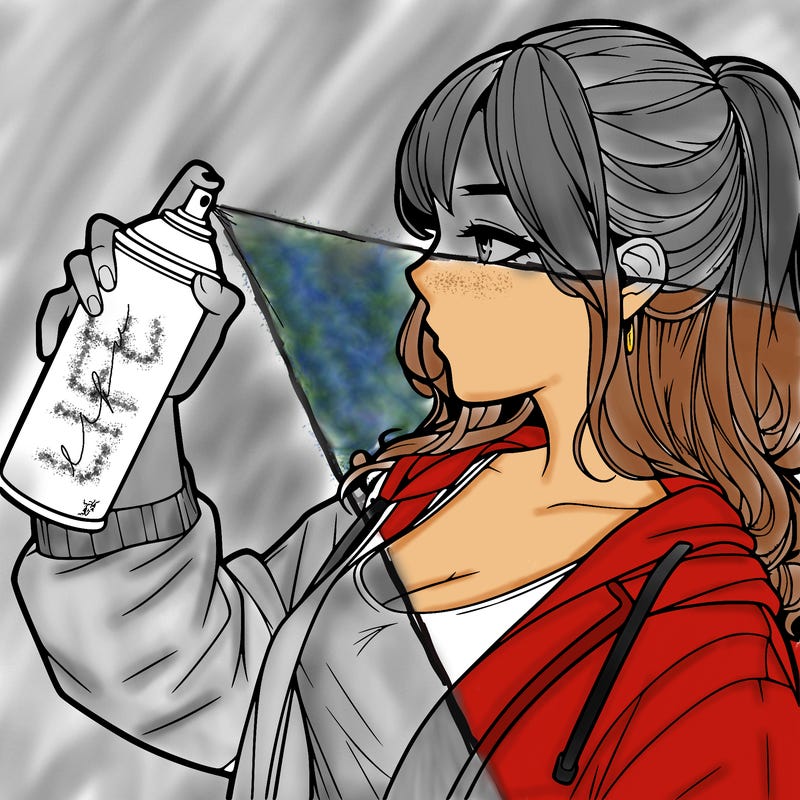 a realistic girl spray, painting