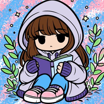 girl in oversized hoodie reading a book