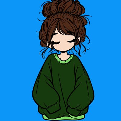 girl with baggy sweatshirt and messy bun