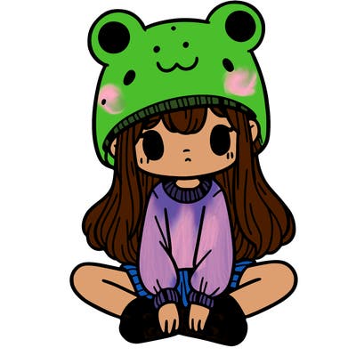 a girl wearing a frog hat and some frog socks