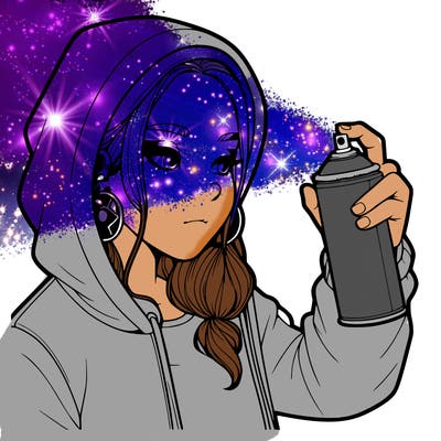 a realistic girl, spray painting