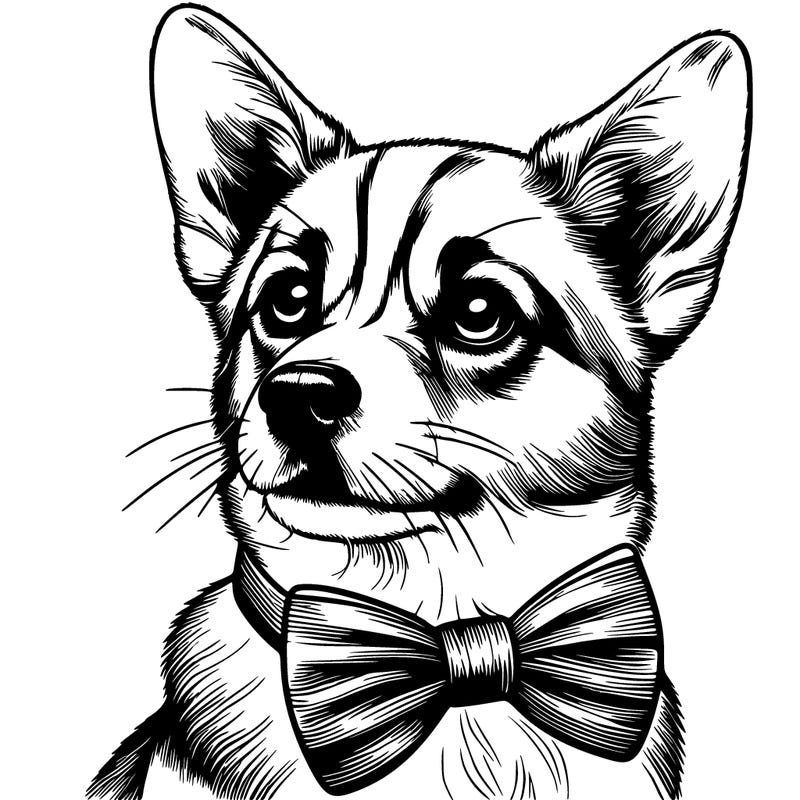 realistic dog with bowtie