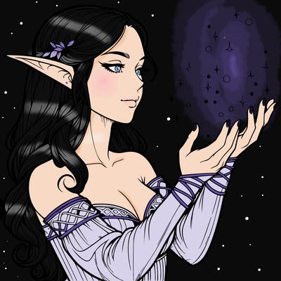 realistic elf girl doing magic