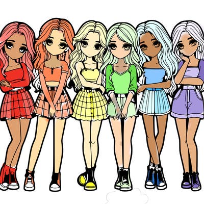 a group of girls realistic