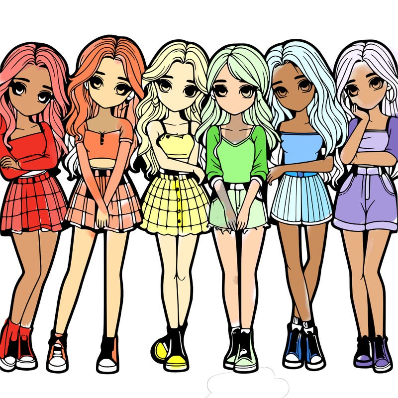 a group of girls realistic