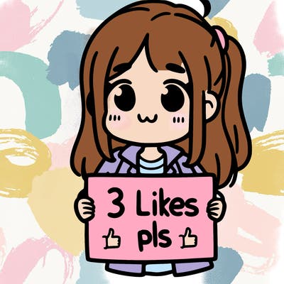 girl holding sign saying 3 likes pls